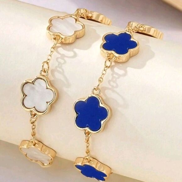 Five Leaf Clover Design Motif Bracelets - Set of 2 - Picture 1 of 2